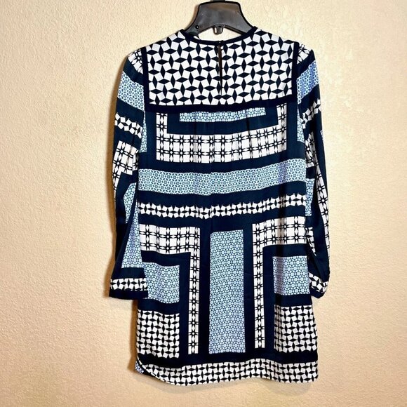 Armani Exchange Mini Dress Womens Size 2 Navy Blue Long Sleeve Geometric - Picture 10 of 12